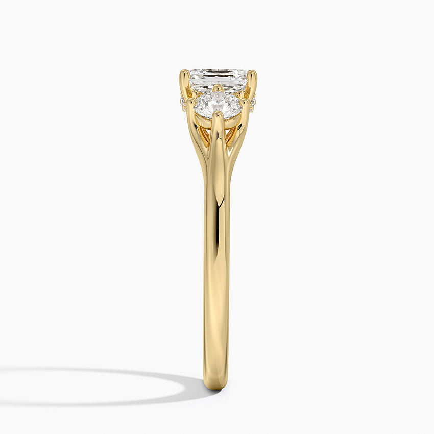 1.50 Asscher Kesim Hidden Halo Tasarım Tektaş Laboratuvar Pırlanta Yüzük 18K - Milora