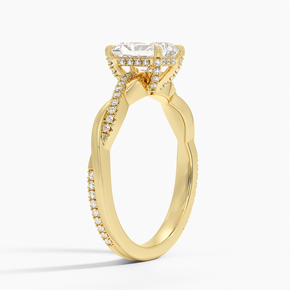 1.60 Carat Princess Halo Design Solitaire Lab Diamond Ring 18K - Florina 
