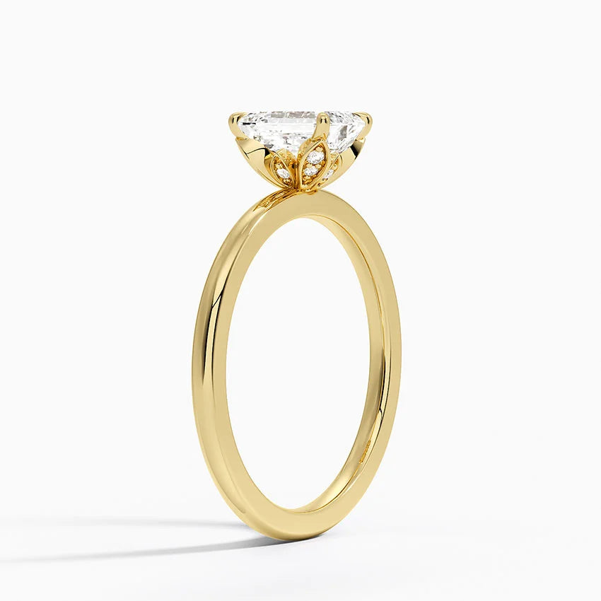 1.15 Karat Emerald Kesim Hidden Halo Tasarım Tektaş Laboratuvar Pırlanta Yüzük - Oslo