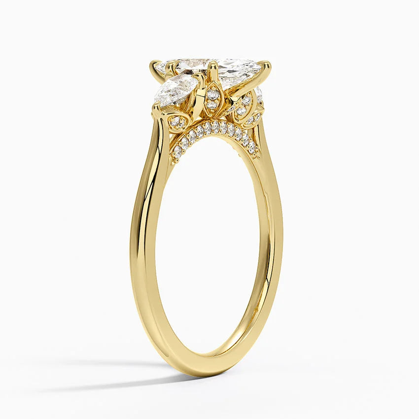 1.75 Karat Marquise Kesim Hidden Halo Tasarım Tektaş Laboratuvar Pırlanta Yüzük - Verona