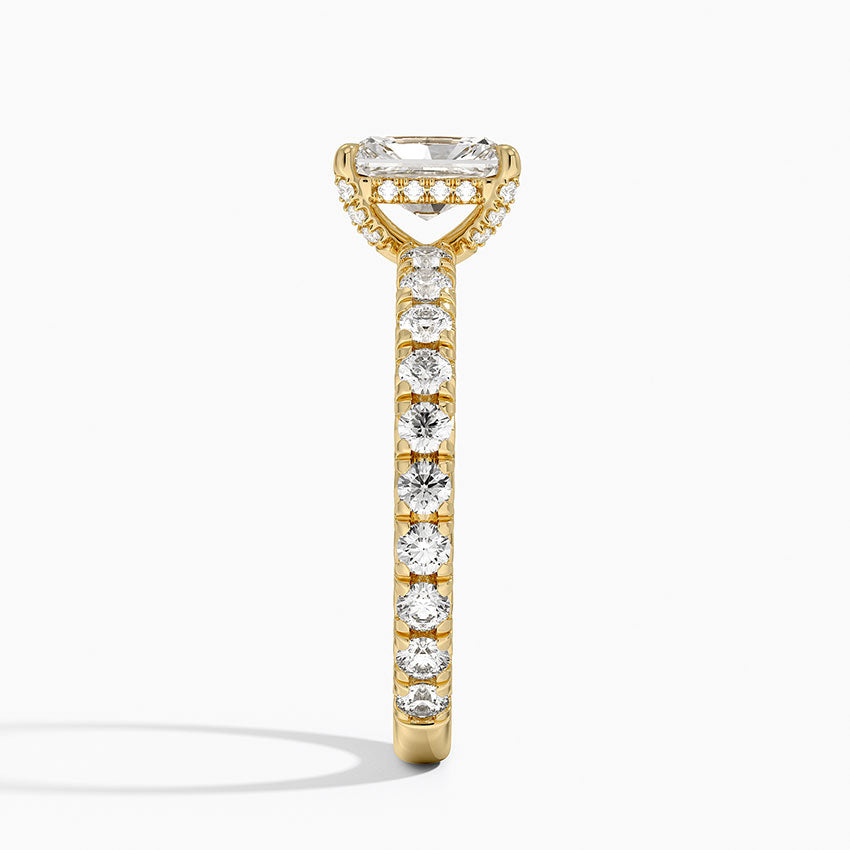 1.75 Karat Radiant Kesim Hidden Halo Tasarım Tektaş Laboratuvar Pırlanta Yüzük 18K  - Selora