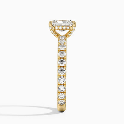 1.75 Karat Radiant Kesim Hidden Halo Tasarım Tektaş Laboratuvar Pırlanta Yüzük 18K  - Selora