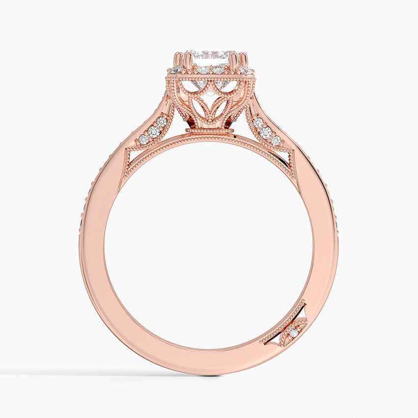 1.50 Emerald Kesim Halo Tasarım Tektaş Laboratuvar Pırlanta Yüzük 18K - Tilara