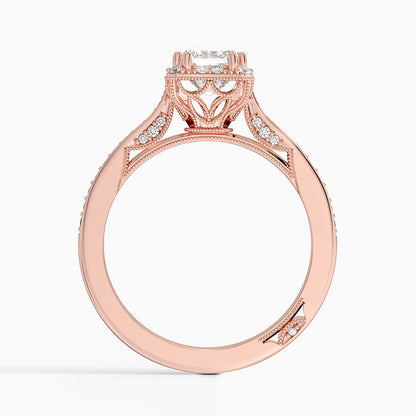 1.50 Emerald Kesim Halo Tasarım Tektaş Laboratuvar Pırlanta Yüzük 18K - Tilara