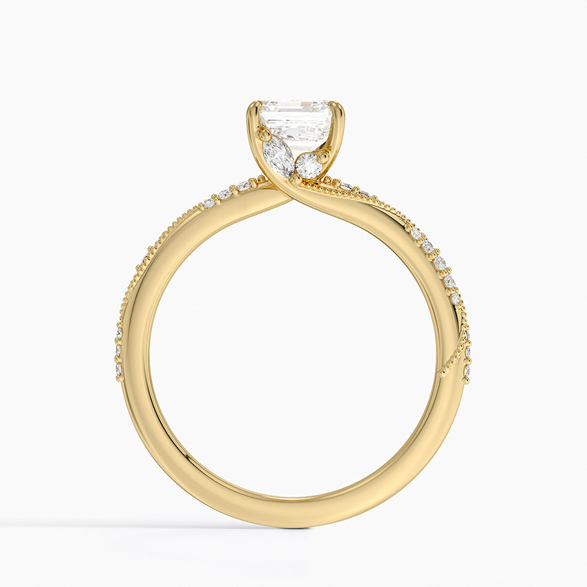 1.25 Karat Asscher Kesim Hidden Halo Tasarım Tektaş Laboratuvar Pırlanta Yüzük 18K  - Melora - Bold Diamonds