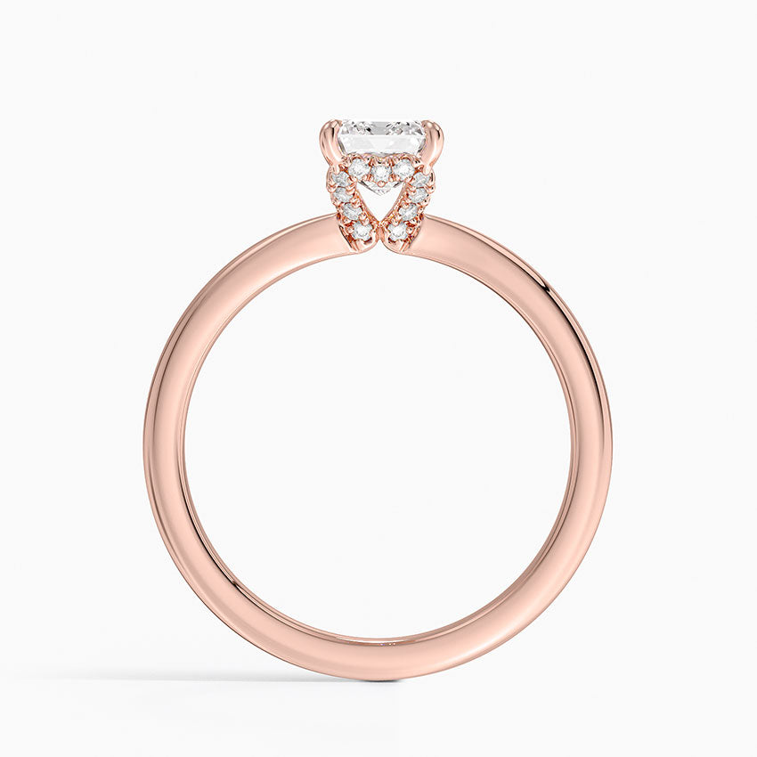 1.15 Karat Emerald Kesim Hidden Halo Tasarım Tektaş Laboratuvar Pırlanta Yüzük - Lyon