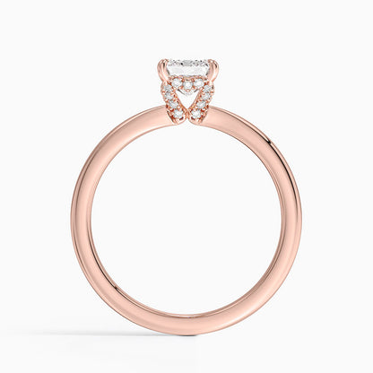 1.15 Emerald Kesim Hidden Halo Tasarım Tektaş Laboratuvar Pırlanta Yüzük - Vilora