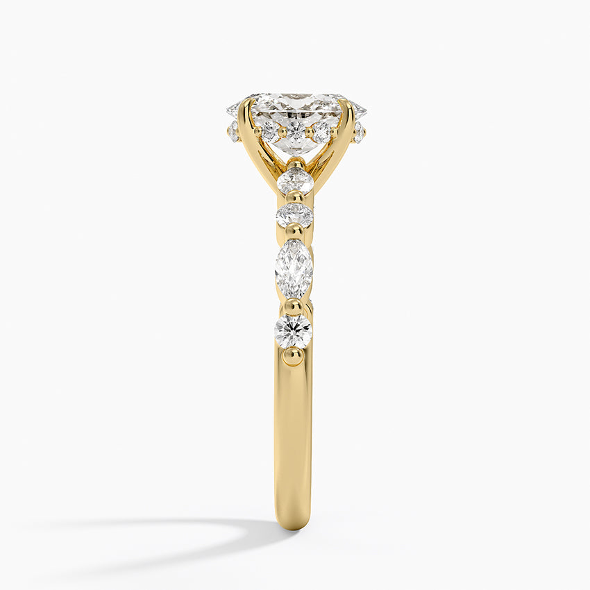 1.50 Karat Oval Kesim Hidden Halo Tasarım Tektaş Laboratuvar Pırlanta Yüzük - Verona