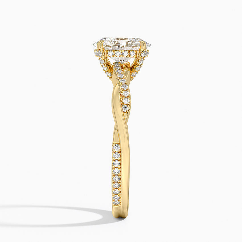 1.25 Karat Oval Kesim Hidden Halo Tasarım Tektaş Laboratuvar Pırlanta Yüzük - Riga