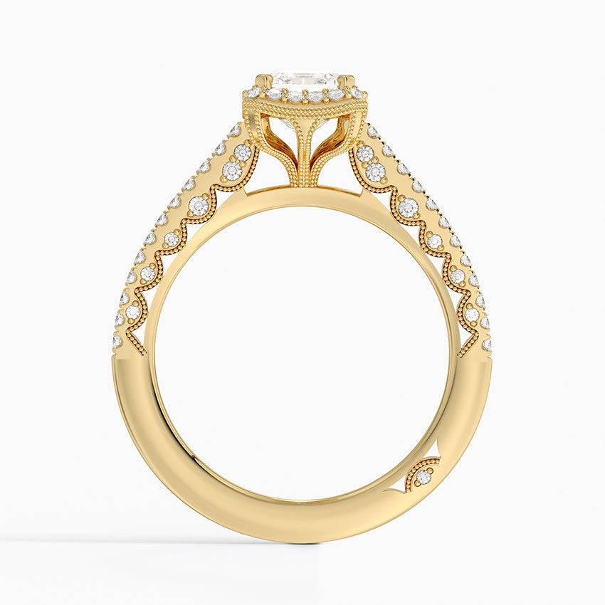 1.50 Karat Emerald Kesim Hidden Halo Tasarım Tektaş Laboratuvar Pırlanta Yüzük - Capri