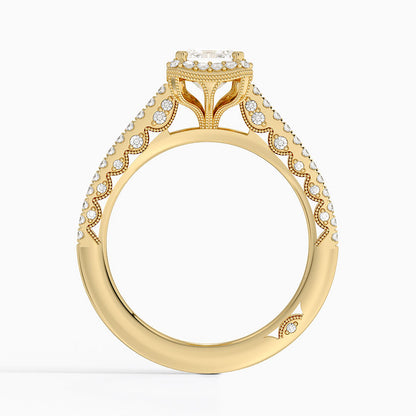 1.50 Emerald Kesim Hidden Halo Tasarım Tektaş Laboratuvar Pırlanta Yüzük - Gilara