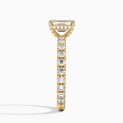 1.75 Karat Emerald Kesim Hidden Halo Tasarım Tektaş Laboratuvar Pırlanta Yüzük 18K  - Selora