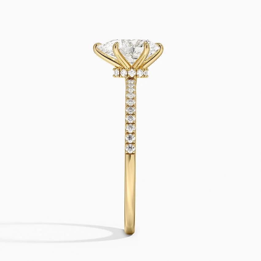 1.25 Karat Damla Kesim Hidden Halo Tasarım Tektaş Laboratuvar Pırlanta Yüzük - Filora - Bold Diamonds