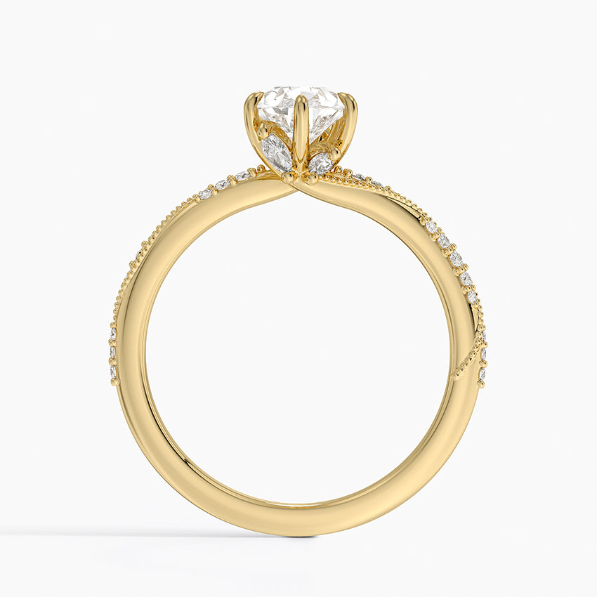 1.25 Karat Damla Kesim Hidden Halo Tasarım Tektaş Laboratuvar Pırlanta Yüzük 18K  - Melora - Bold Diamonds