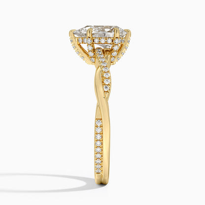 1.60 Carat Princess Halo Design Solitaire Lab Diamond Ring 18K - Florina 