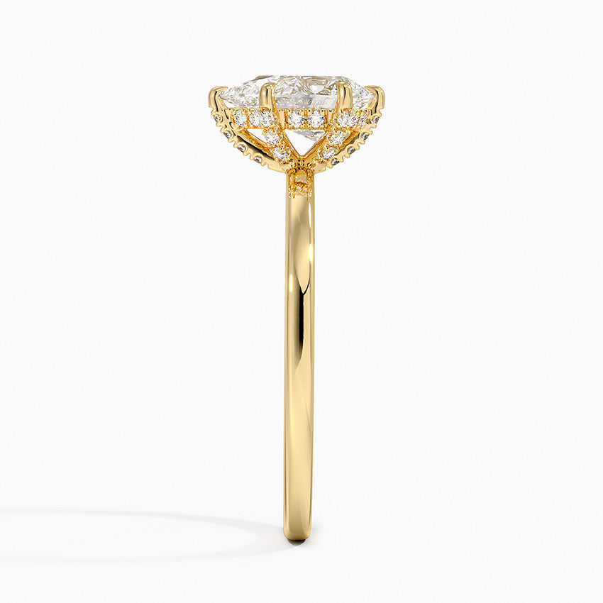 1.15 Karat Damla Kesim Hidden Halo Tasarım Tektaş Laboratuvar Pırlanta Yüzük - Gilora - Bold Diamonds