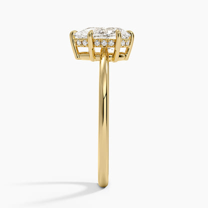 1.10 Damla Kesim Hidden Halo Tasarım Tektaş Laboratuvar Pırlanta Yüzük - Tilora