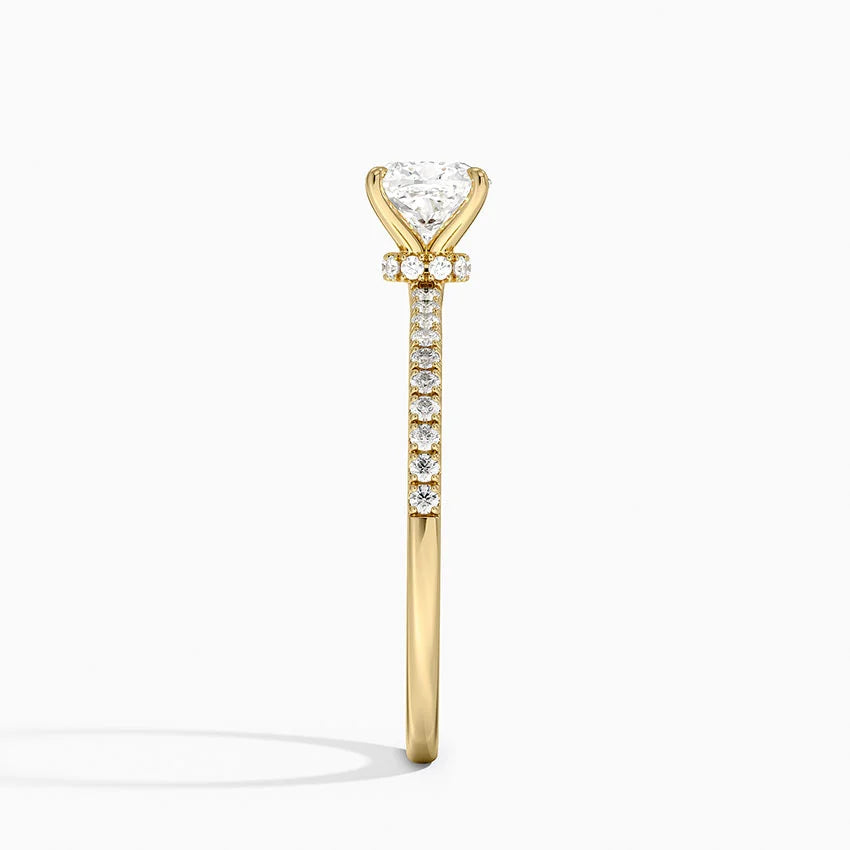 1.25 Karat Cushion Kesim Hidden Halo Tasarım Tektaş Laboratuvar Pırlanta Yüzük - Filora - Bold Diamonds