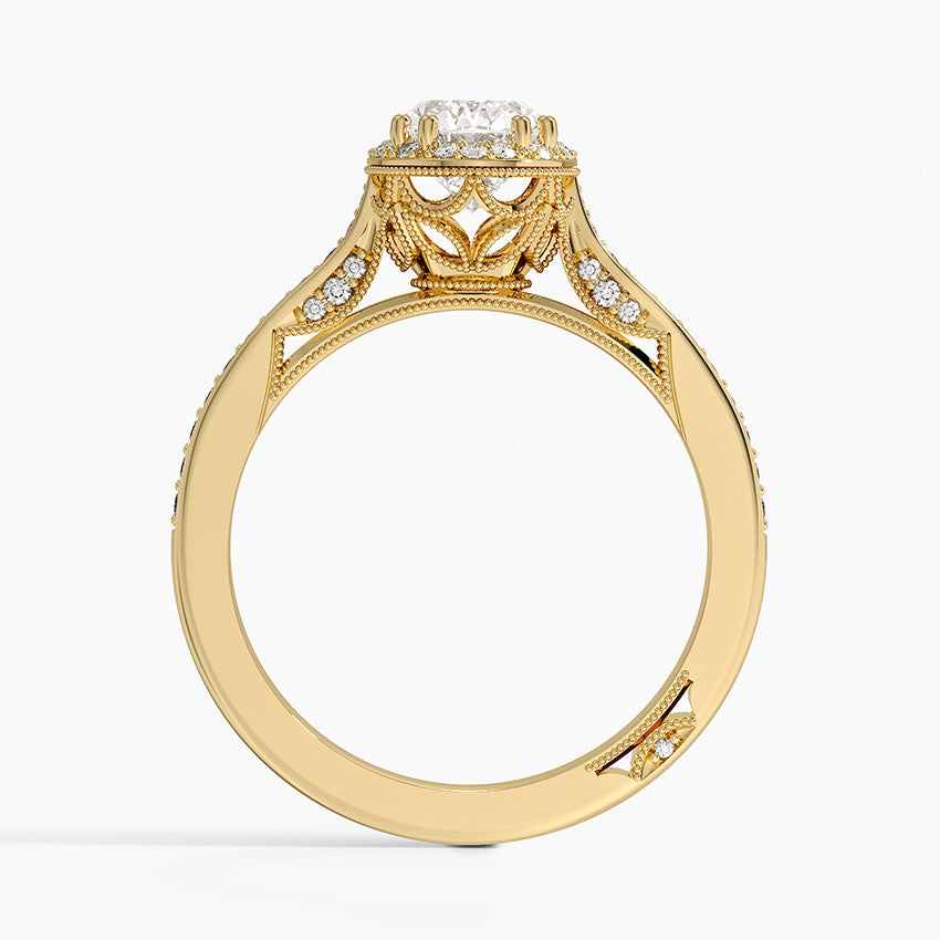 1.50 Oval Kesim Halo Tasarım Tektaş Laboratuvar Pırlanta Yüzük 18K - Tilara