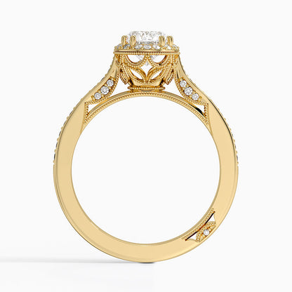 1.50 Oval Kesim Halo Tasarım Tektaş Laboratuvar Pırlanta Yüzük 18K - Tilara