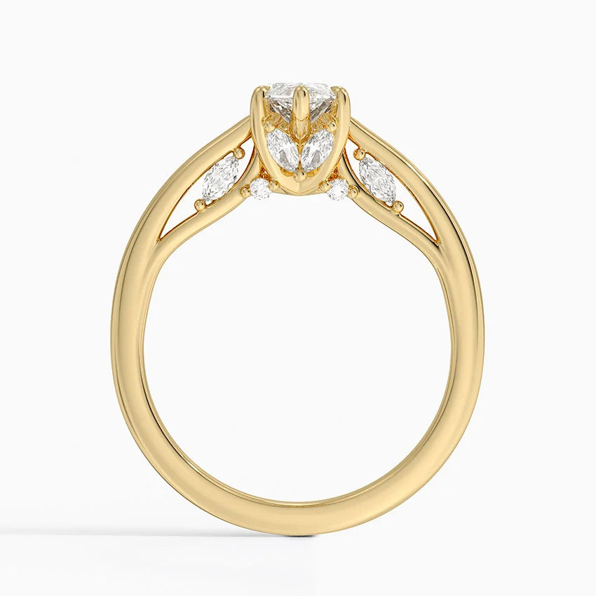 1.30 Karat Marquise Kesim Hidden Halo Tasarım Tektaş Laboratuvar Pırlanta Yüzük - Salzburg