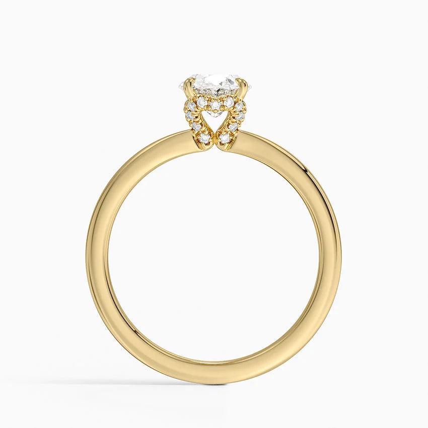 1.15 Oval Kesim Hidden Halo Tasarım Tektaş Laboratuvar Pırlanta Yüzük - Vilora