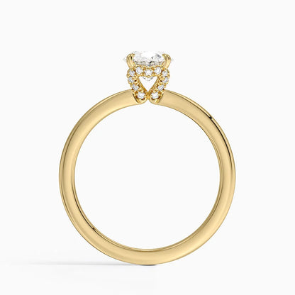 1.15 Oval Kesim Hidden Halo Tasarım Tektaş Laboratuvar Pırlanta Yüzük - Vilora