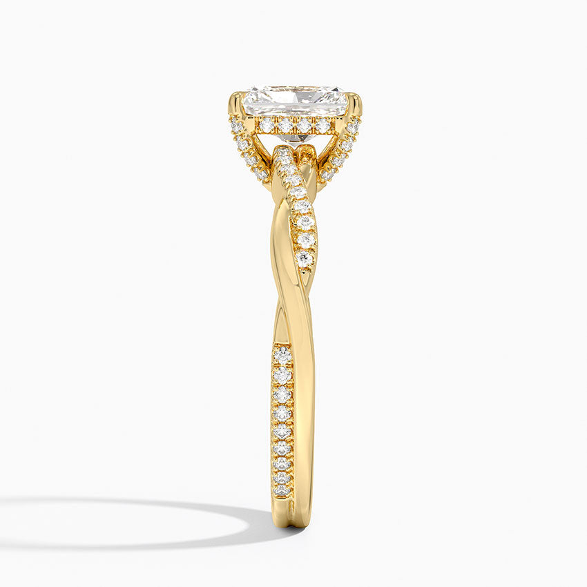 1.25 Karat Radiant Kesim Hidden Halo Tasarım Tektaş Laboratuvar Pırlanta Yüzük  - Riga