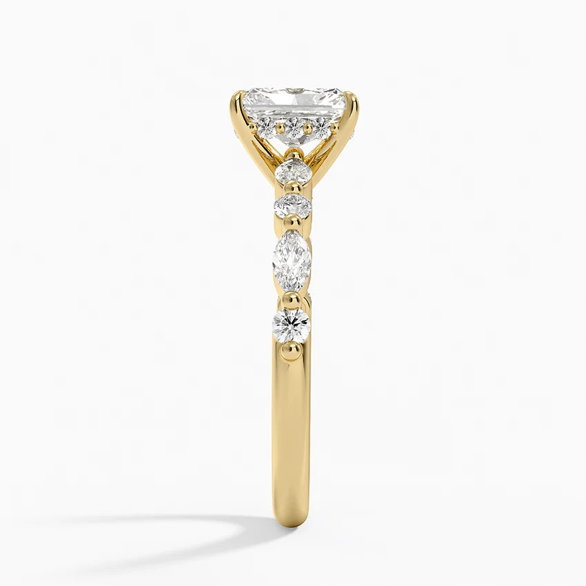 1.50 Karat Radiant Kesim Hidden Halo Tasarım Tektaş Laboratuvar Pırlanta Yüzük - Verona