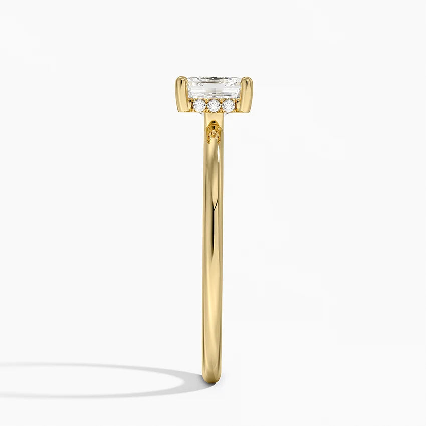 1.10 Karat Asscher Kesim Hidden Halo Tasarım Tektaş Laboratuvar Pırlanta Yüzük - Lucerne