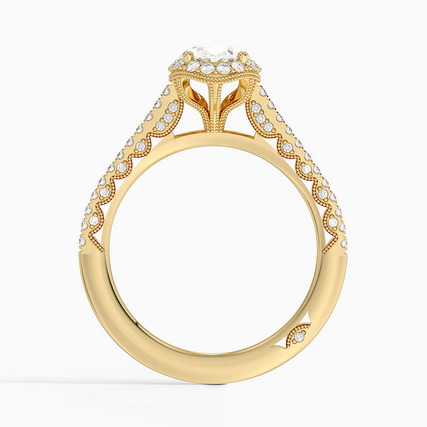 1.50 Oval Kesim Hidden Halo Tasarım Tektaş Laboratuvar Pırlanta Yüzük - Gilara