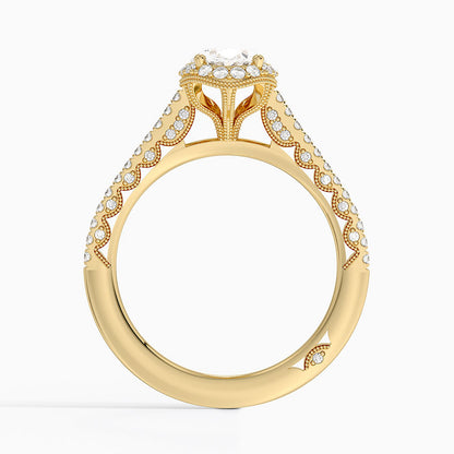 1.50 Oval Kesim Hidden Halo Tasarım Tektaş Laboratuvar Pırlanta Yüzük - Gilara