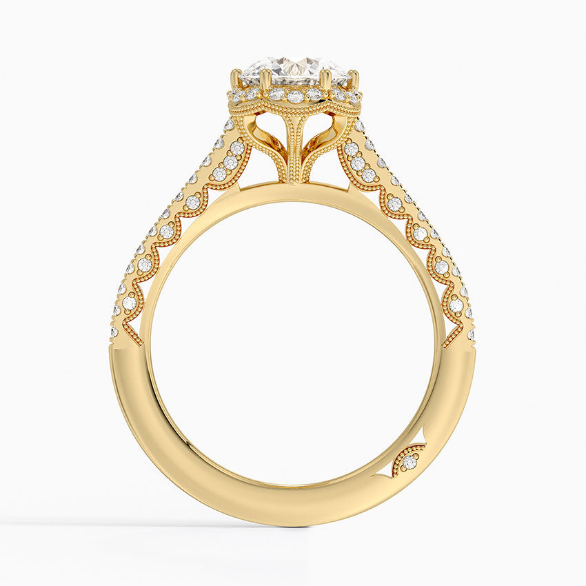 1.50 Karat Hidden Halo Tasarım Tektaş Laboratuvar Pırlanta Yüzük - Capri