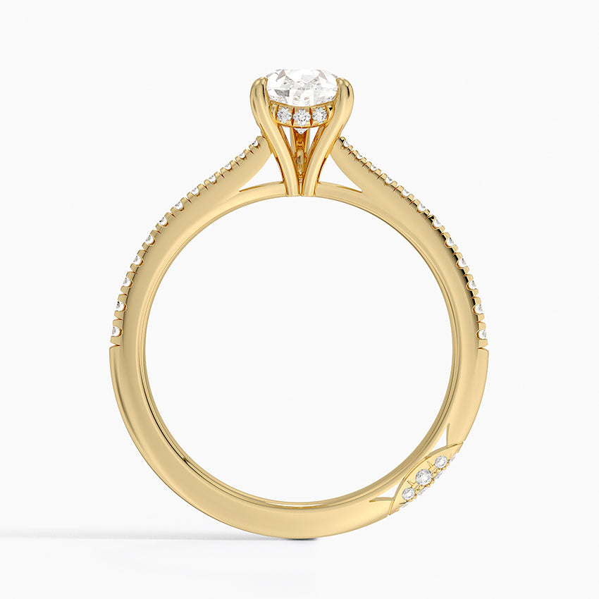1.25 Karat Damla Hidden Halo Tasarım Tektaş Laboratuvar Pırlanta Yüzük - Milara