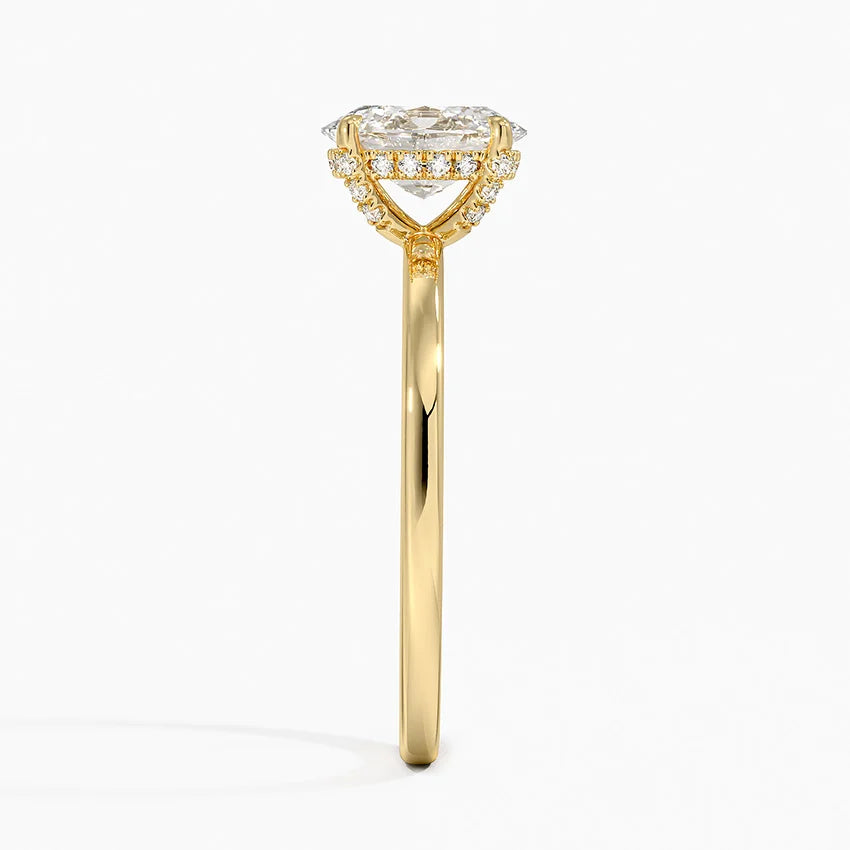 1.15 Karat Oval Kesim Hidden Halo Tasarım Tektaş Laboratuvar Pırlanta Yüzük - Gilora - Bold Diamonds