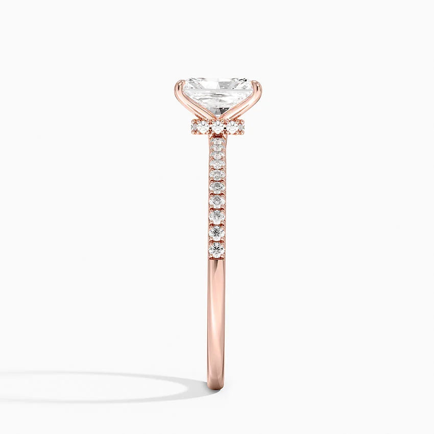 1.25 Karat Radiant Kesim Hidden Halo Tasarım Tektaş Laboratuvar Pırlanta Yüzük - Filora - Bold Diamonds