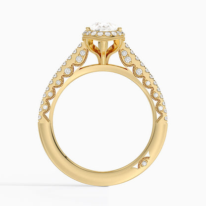 1.50 Damla Kesim Hidden Halo Tasarım Tektaş Laboratuvar Pırlanta Yüzük - Gilara