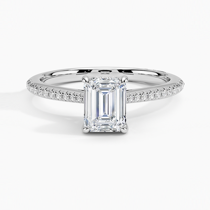 1.25 Karat Emerald Hidden Halo Tasarım Tektaş Laboratuvar Pırlanta Yüzük - Milara