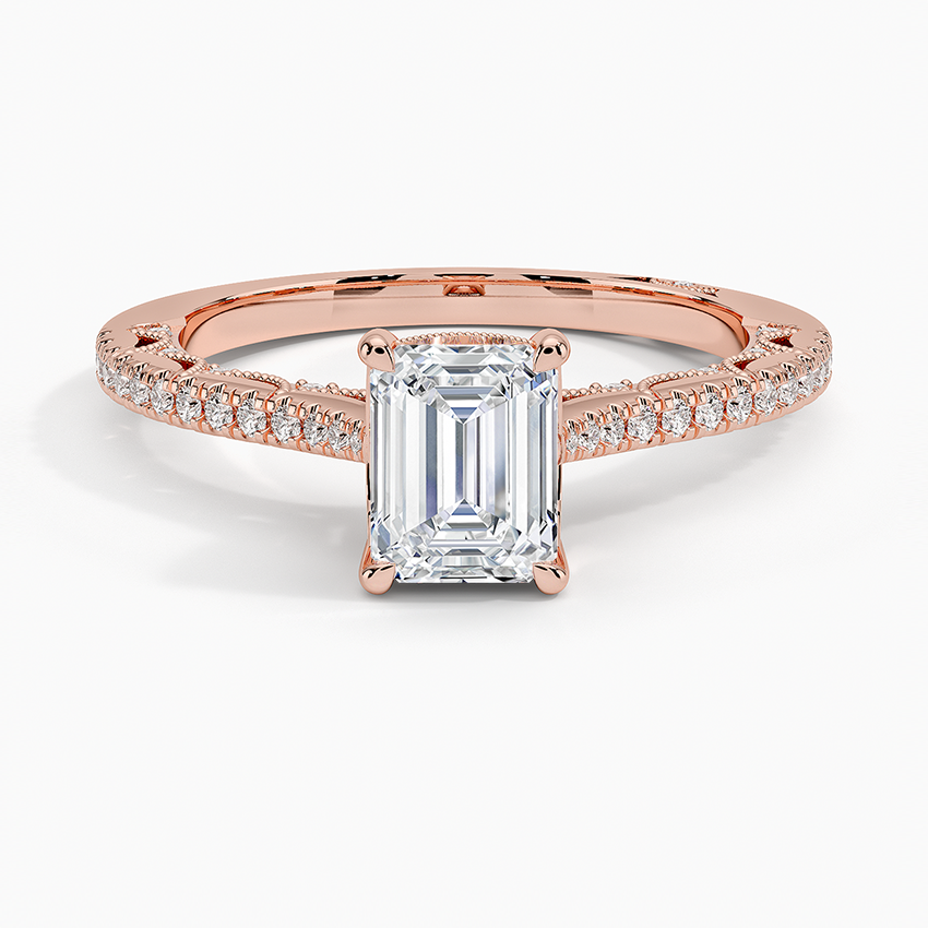 1.50 Karat Emerald Kesim Halo Tasarım Tektaş Laboratuvar Pırlanta Yüzük - Dijon