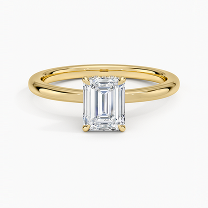 1.15 Emerald Kesim Hidden Halo Tasarım Tektaş Laboratuvar Pırlanta Yüzük - Vilora