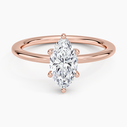 1.10 Marquise Kesim Hidden Halo Tasarım Tektaş Laboratuvar Pırlanta Yüzük - Melara