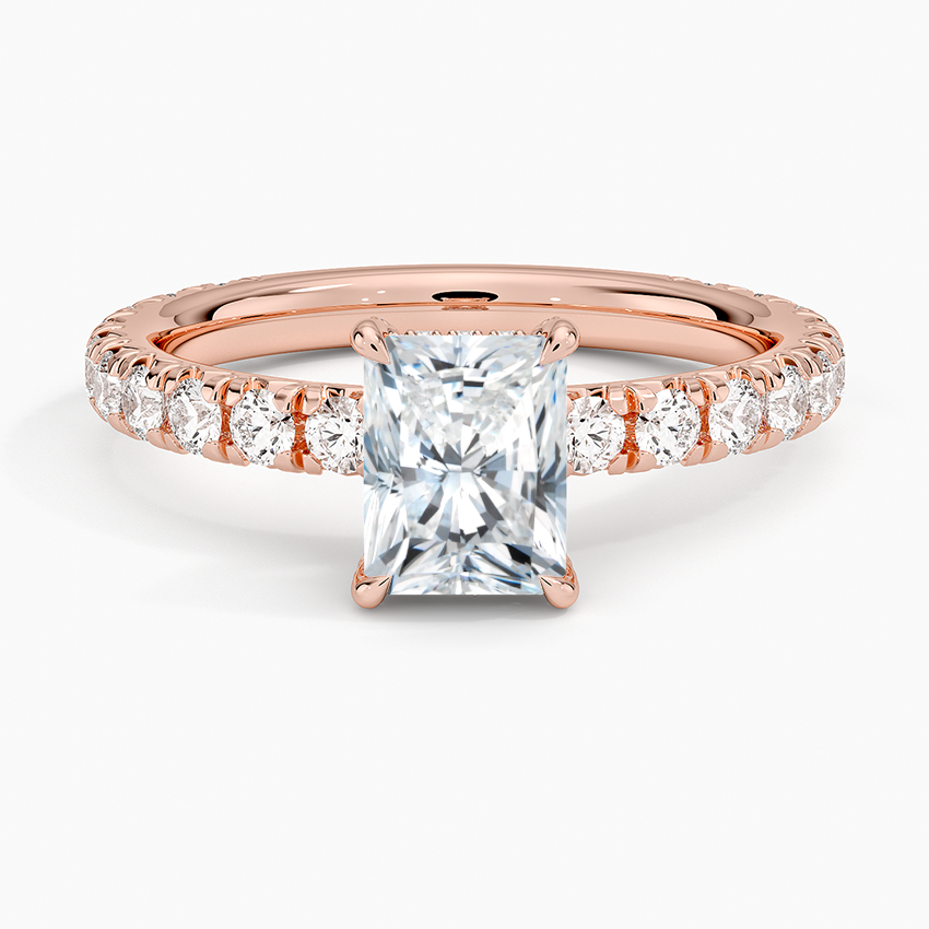 1.75 Karat Radiant Kesim Hidden Halo Tasarım Tektaş Laboratuvar Pırlanta Yüzük 18K  - Selora