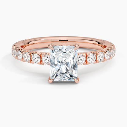 1.75 Karat Radiant Kesim Hidden Halo Tasarım Tektaş Laboratuvar Pırlanta Yüzük 18K  - Selora