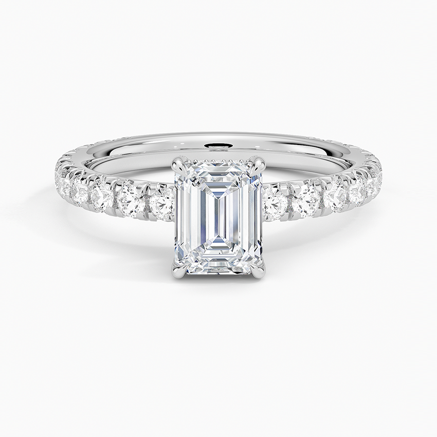 1.75 Karat Emerald Kesim Hidden Halo Tasarım Tektaş Laboratuvar Pırlanta Yüzük 18K  - Selora