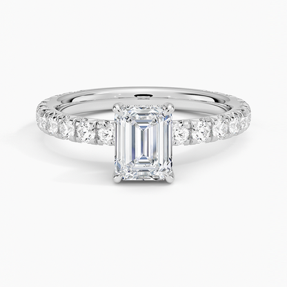 1.75 Karat Emerald Kesim Hidden Halo Tasarım Tektaş Laboratuvar Pırlanta Yüzük 18K  - Selora