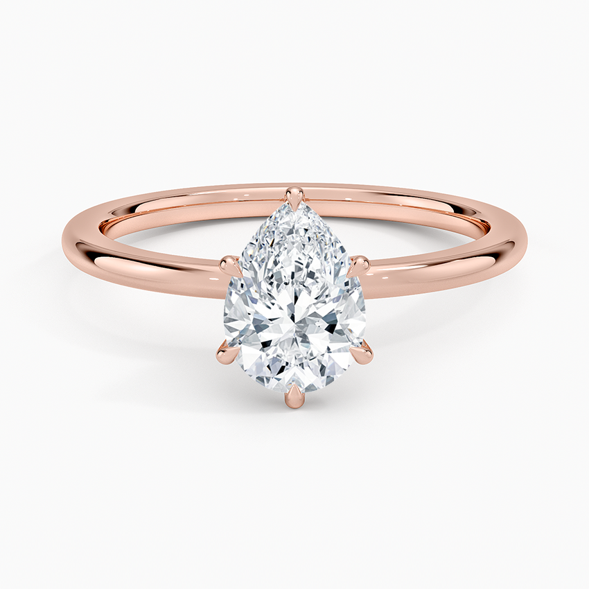 Altı Tırnak 1.15 Karat Damla Kesim Hidden Halo Tasarım Tektaş Laboratuvar Pırlanta Yüzük 18K - Delora - Bold Diamonds