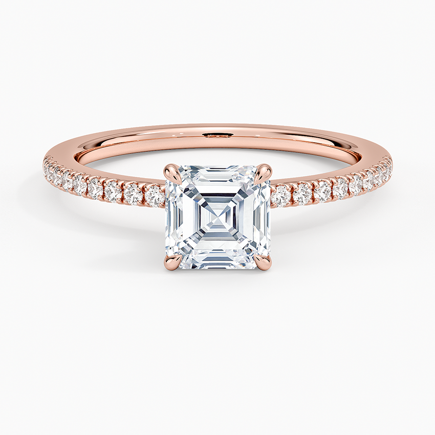 1.25 Karat Asscher Kesim Hidden Halo Tasarım Tektaş Laboratuvar Pırlanta Yüzük - Filora - Bold Diamonds