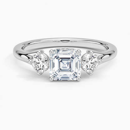 1.50 Asscher Kesim Hidden Halo Tasarım Tektaş Laboratuvar Pırlanta Yüzük 18K - Milora