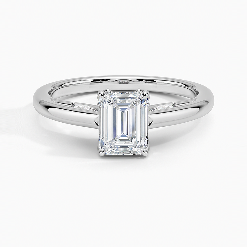 1.30 Karat Emerald Kesim Hidden Halo Tasarım Tektaş Laboratuvar Pırlanta Yüzük - Salzburg