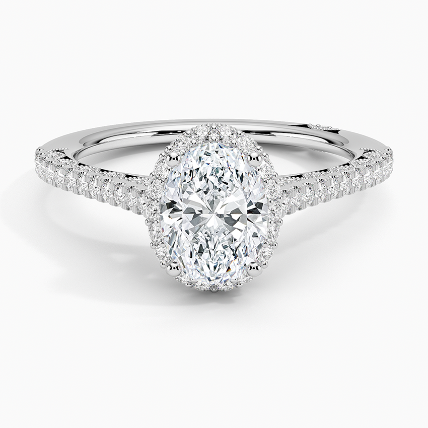 1.50 Karat Oval Kesim Hidden Halo Tasarım Tektaş Laboratuvar Pırlanta Yüzük - Capri